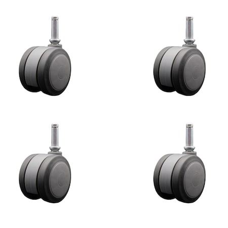 Service Caster 3'' Gray Heavy Duty Floor Safe Twin Wheel Caster 7/16 Grip Ring Stem , 4PK SCC-GR02S75-TPR-GRY-716176-4